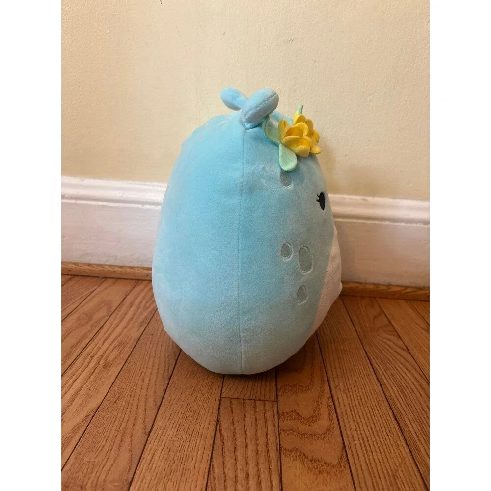 Squishmellow stuffed animal blue yellow flowers 12